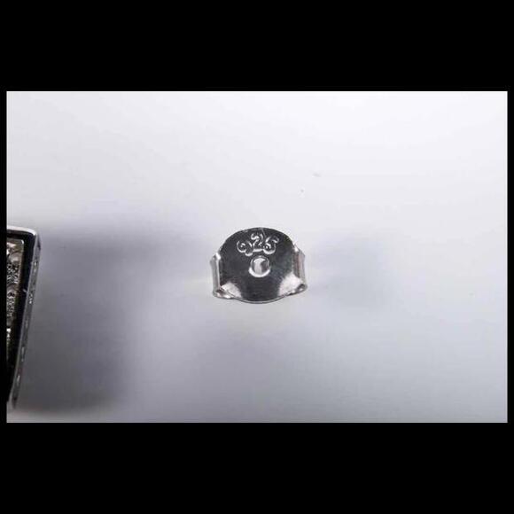 925 Sterling Silver Quality Simulated Rubies And CZ Stud Earrings - Picture 6 of 6